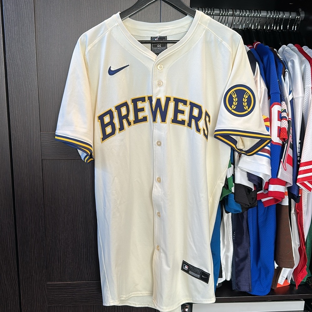 Milwaukee Brewers Nike Home Elite Jersey - Cream